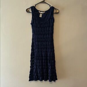 Max Studio Navy Blue Textured Midi Dress